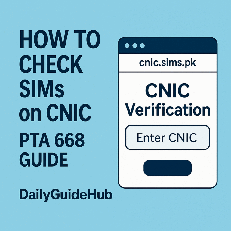 Check SIMs on CNIC via PTA official website cnic.sims.pk